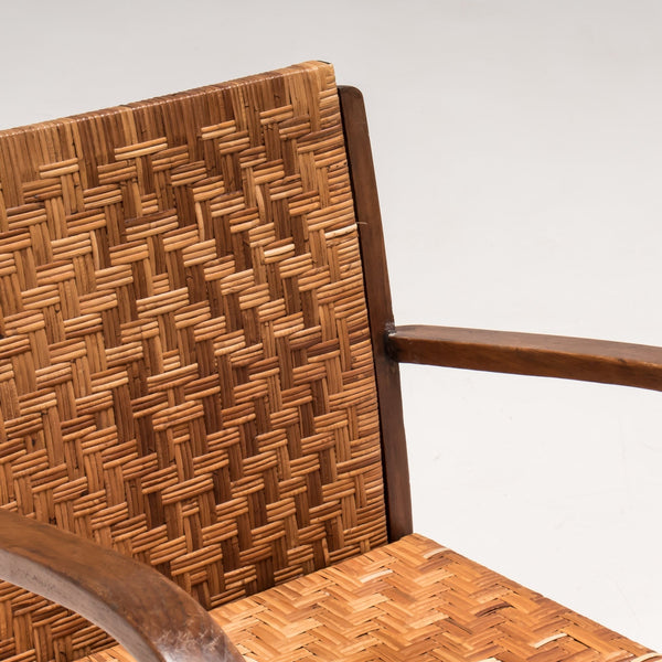1920s Art Deco Teak & Cane Armchairs, Set of 2 - REHAUS - 1920's