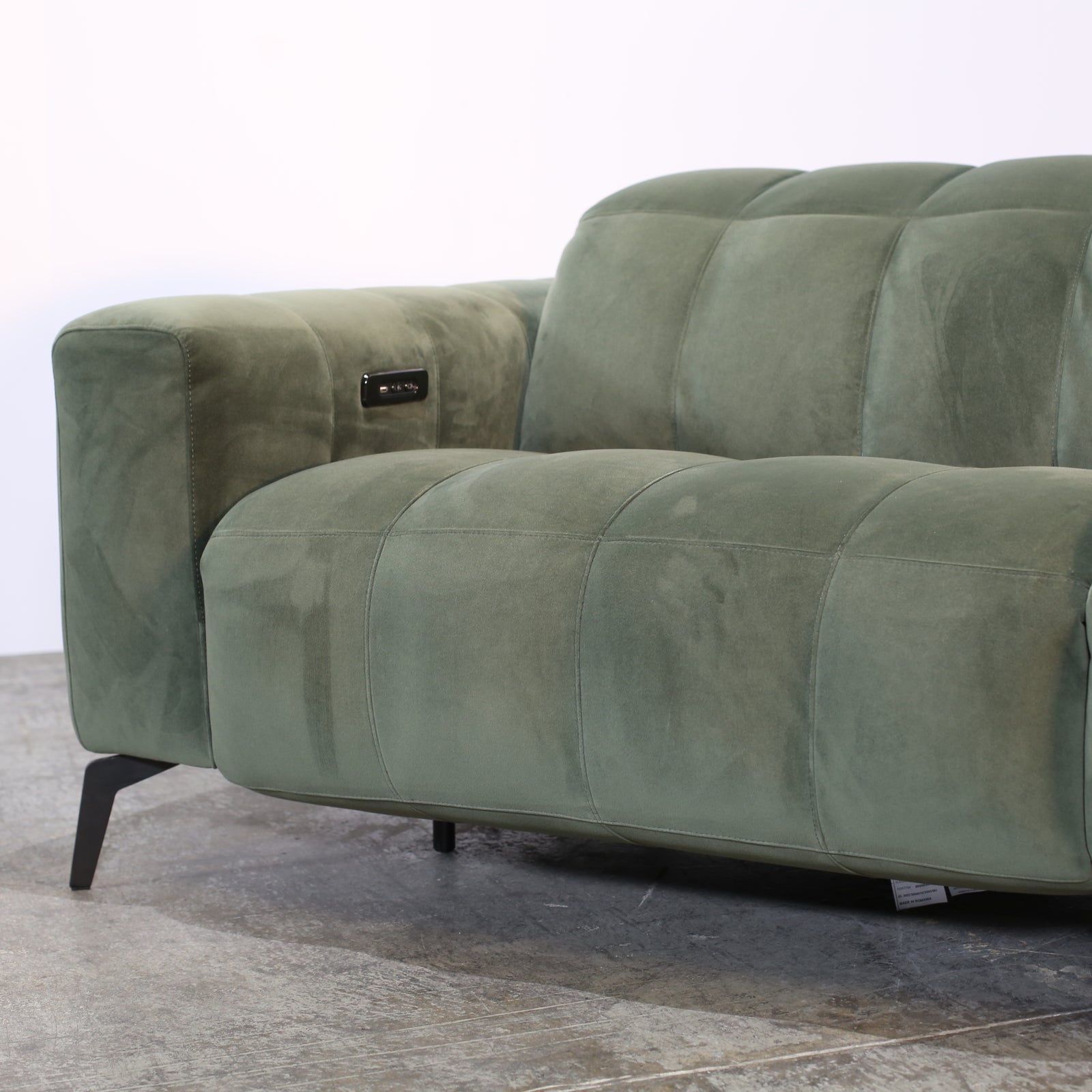 Natuzzi Editions Green Velvet Portento Sofa