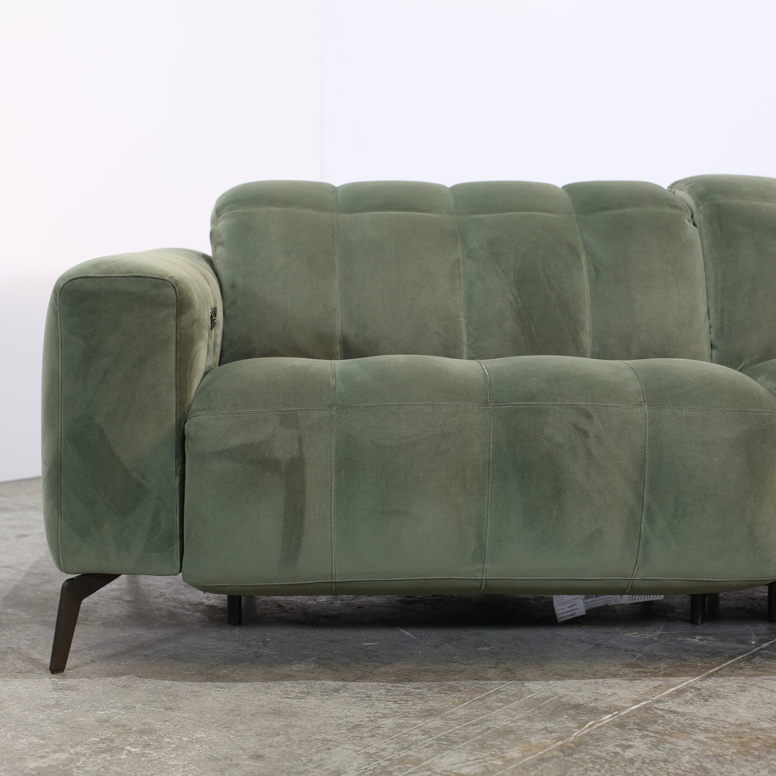 Natuzzi Editions Green Velvet Portento Sofa