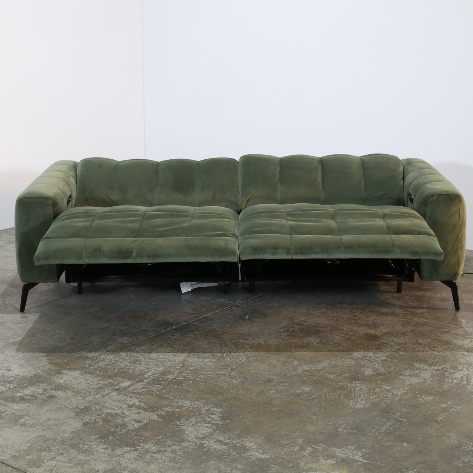 Natuzzi Editions Green Velvet Portento Sofa