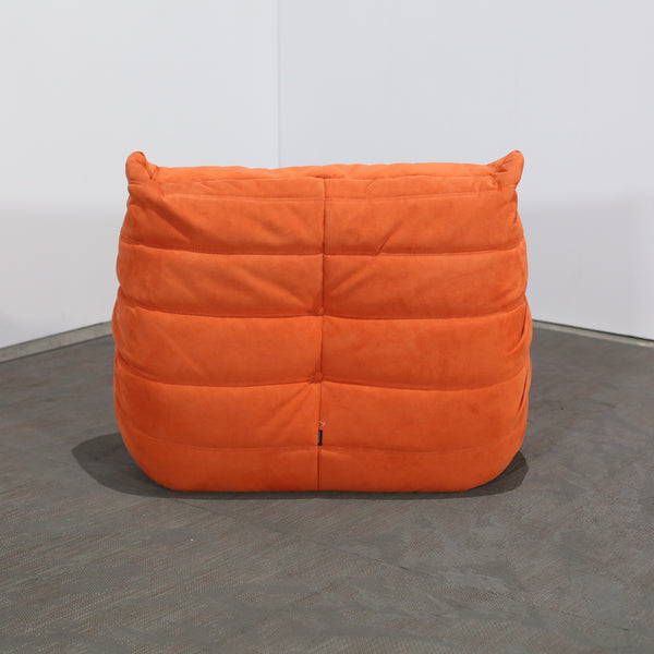 Ligne Roset Orange Modular Togo Sofa and Footstool by Michel Ducaroy, Set of Five