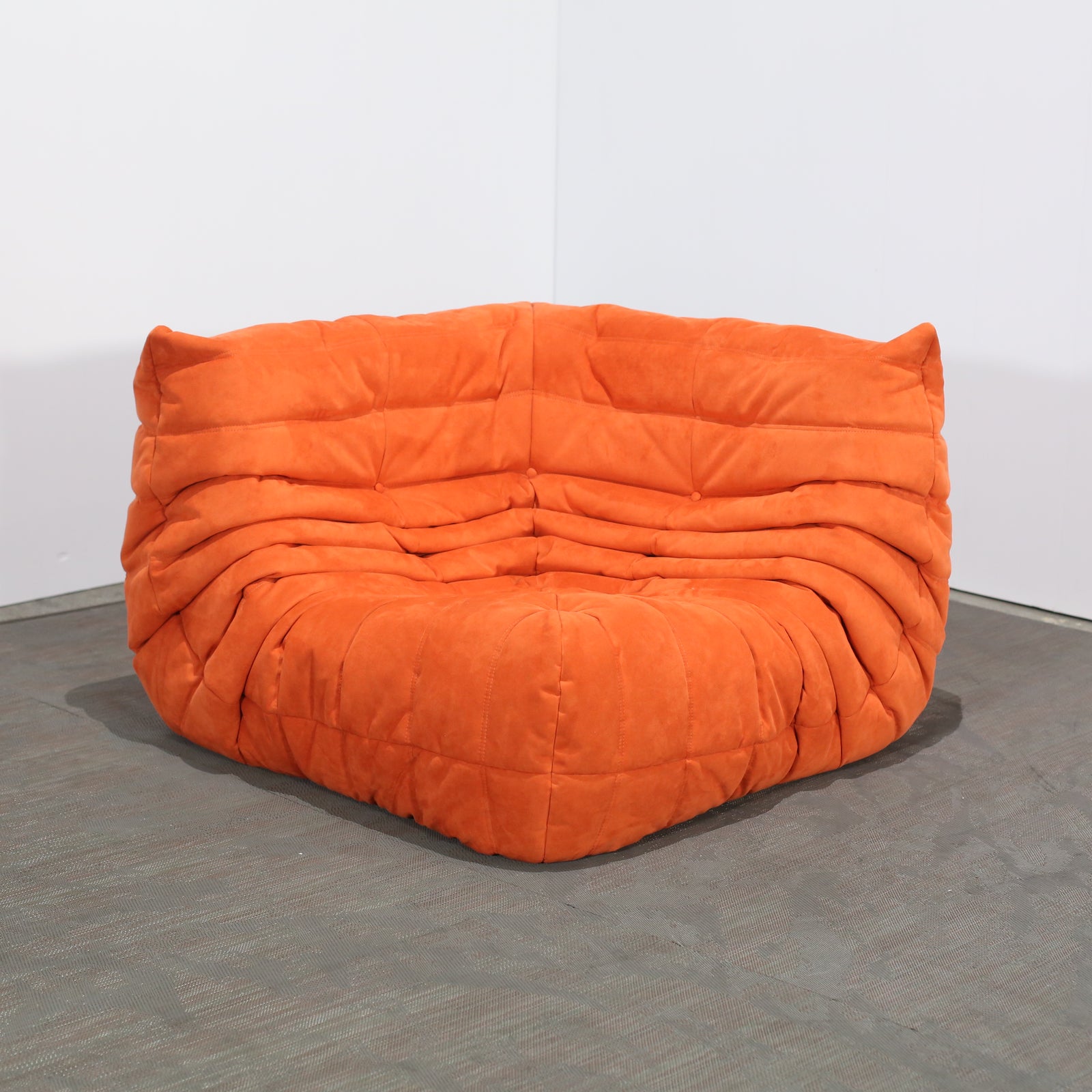 Ligne Roset Orange Modular Togo Sofa and Footstool by Michel Ducaroy, Set of Five