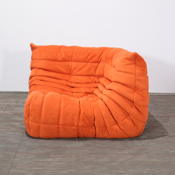 Ligne Roset Orange Modular Togo Sofa and Footstool by Michel Ducaroy, Set of Five