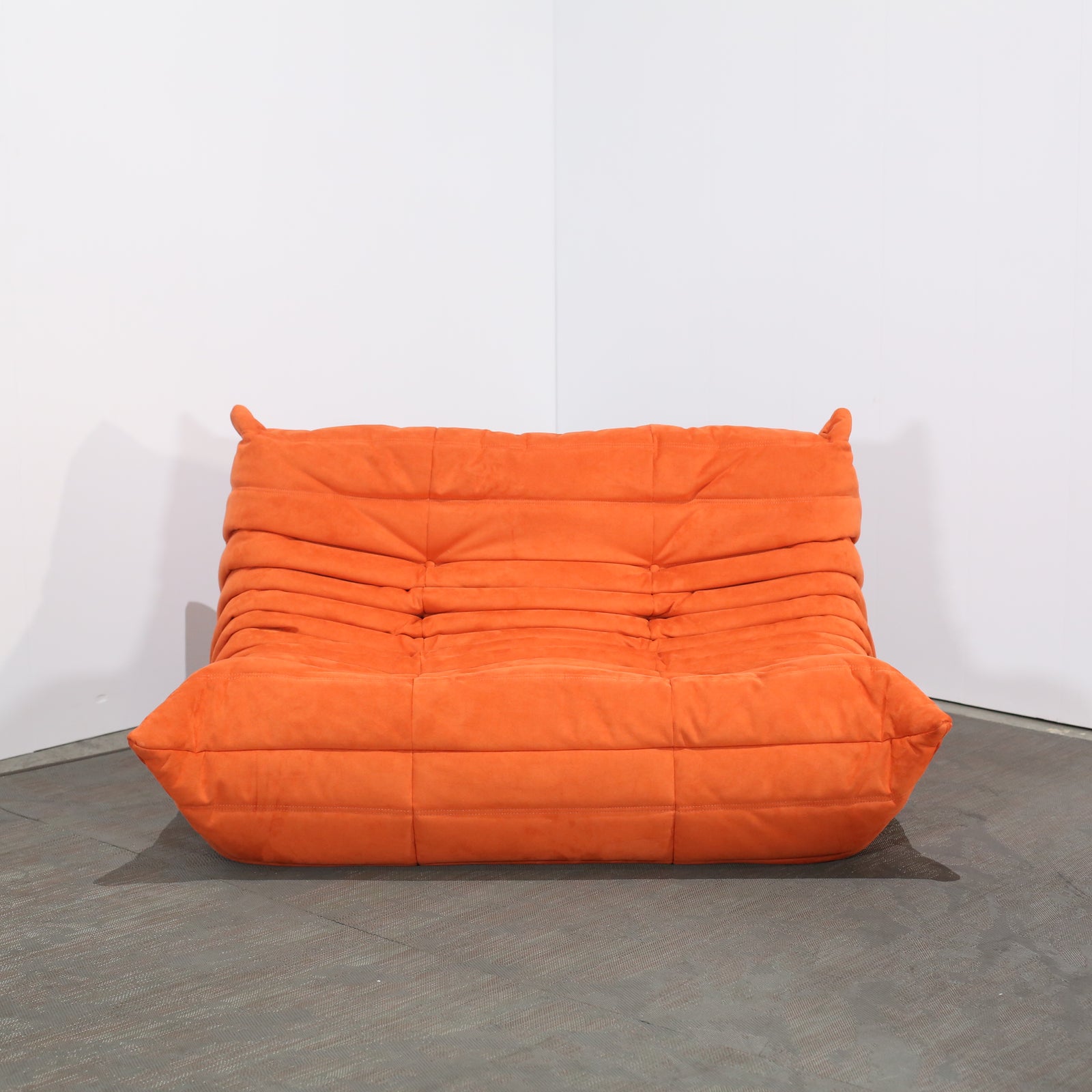 Ligne Roset Orange Modular Togo Sofa and Footstool by Michel Ducaroy, Set of Five