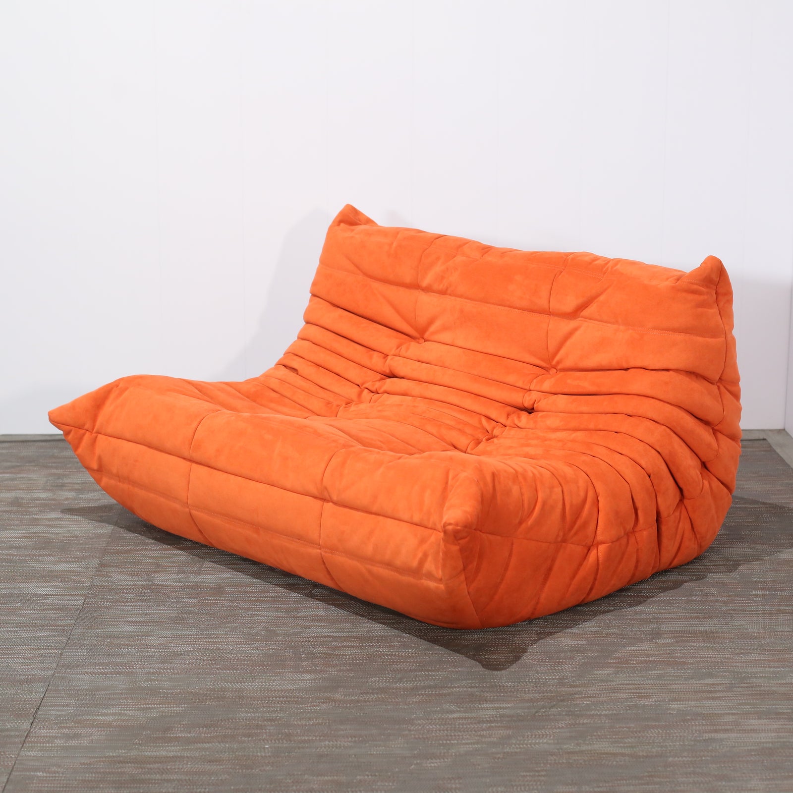 Ligne Roset Orange Modular Togo Sofa and Footstool by Michel Ducaroy, Set of Five