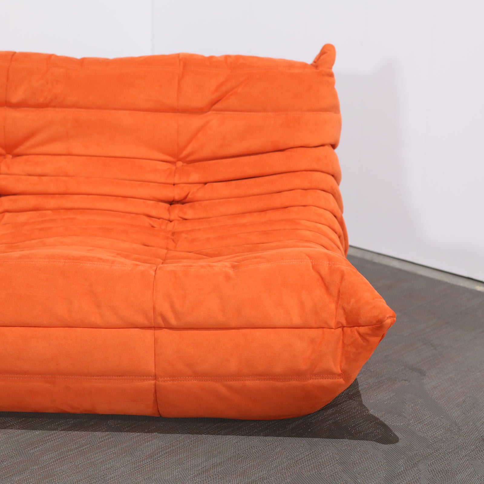 Ligne Roset Orange Modular Togo Sofa and Footstool by Michel Ducaroy, Set of Five