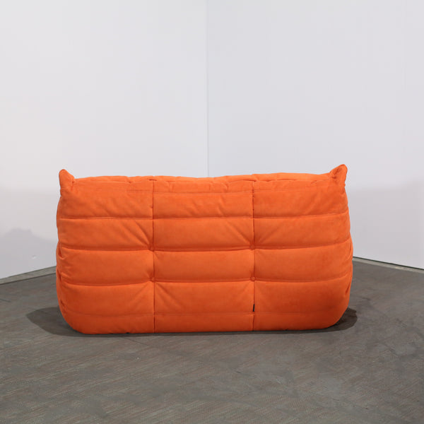 Ligne Roset Orange Modular Togo Sofa and Footstool by Michel Ducaroy, Set of Five