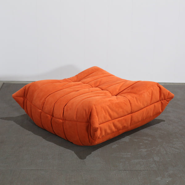 Ligne Roset Orange Modular Togo Sofa and Footstool by Michel Ducaroy, Set of Five