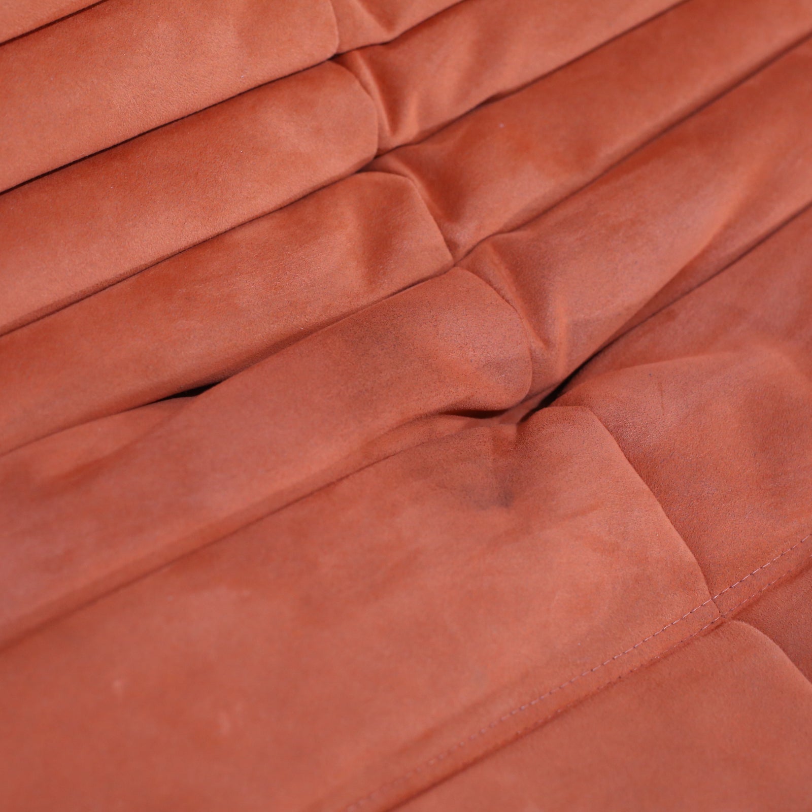 Ligne Roset Orange Modular Togo Sofa and Footstool by Michel Ducaroy, Set of Five