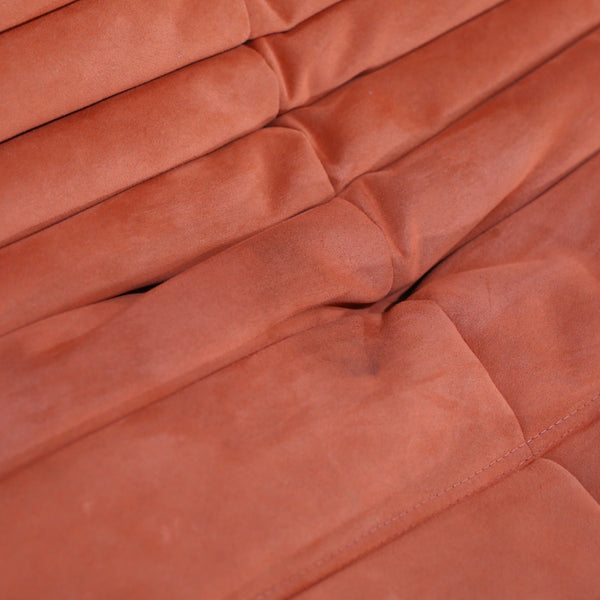 Ligne Roset Orange Modular Togo Sofa and Footstool by Michel Ducaroy, Set of Five
