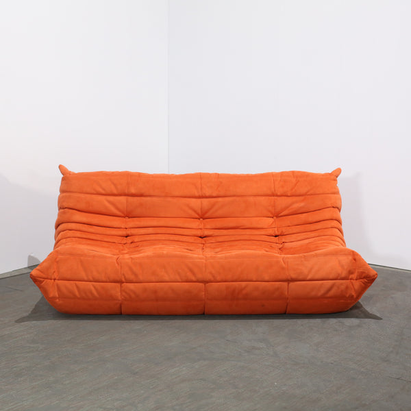 Ligne Roset Orange Modular Togo Sofa and Footstool by Michel Ducaroy, Set of Five