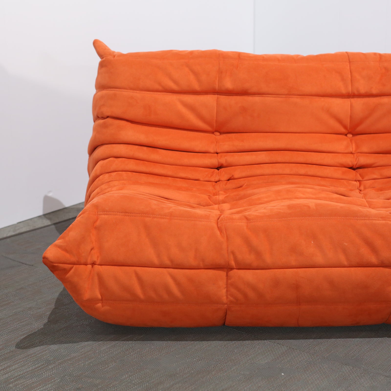 Ligne Roset Orange Modular Togo Sofa and Footstool by Michel Ducaroy, Set of Five