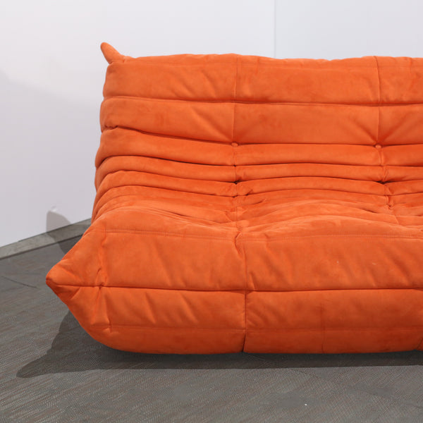 Ligne Roset Orange Modular Togo Sofa and Footstool by Michel Ducaroy, Set of Five