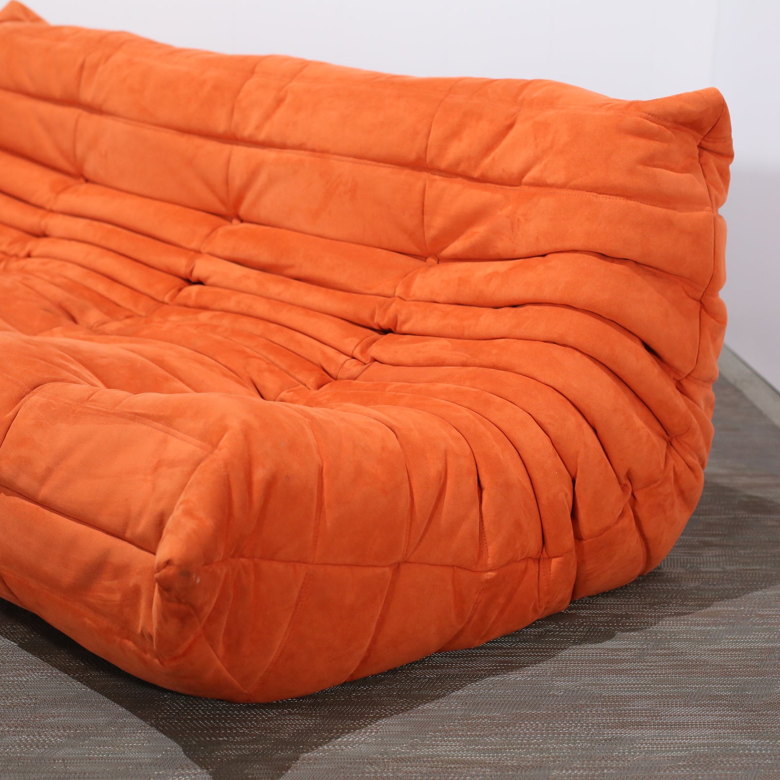Ligne Roset Orange Modular Togo Sofa and Footstool by Michel Ducaroy, Set of Five