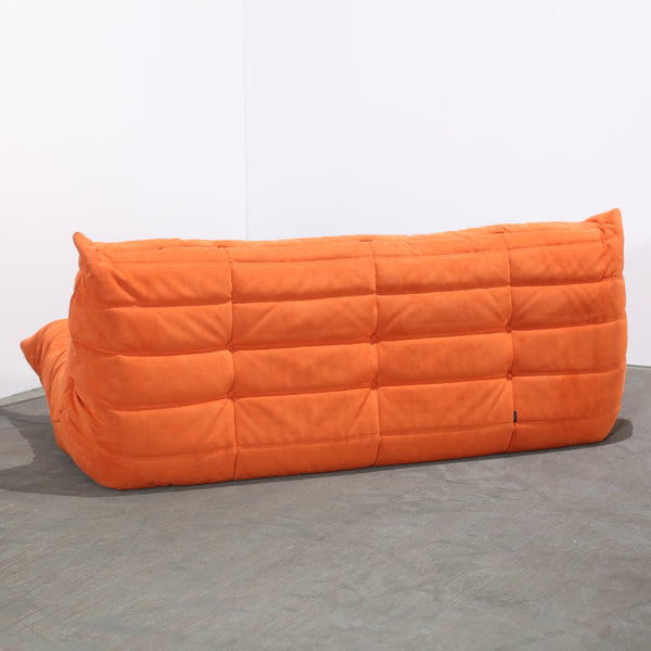 Ligne Roset Orange Modular Togo Sofa and Footstool by Michel Ducaroy, Set of Five