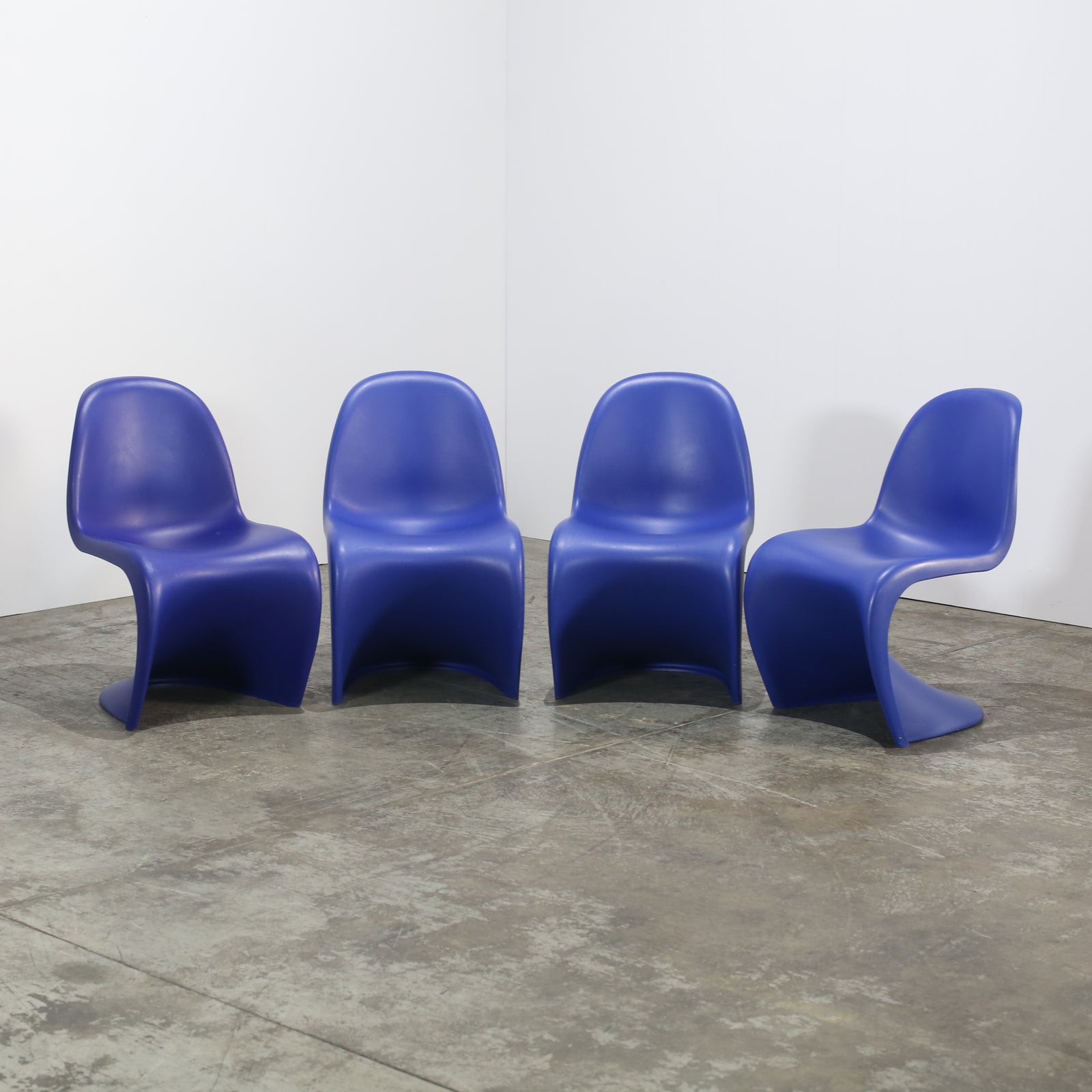 Mid-century Modern Blue Panton Chair by Verner Panton for Vitra, Set of Four