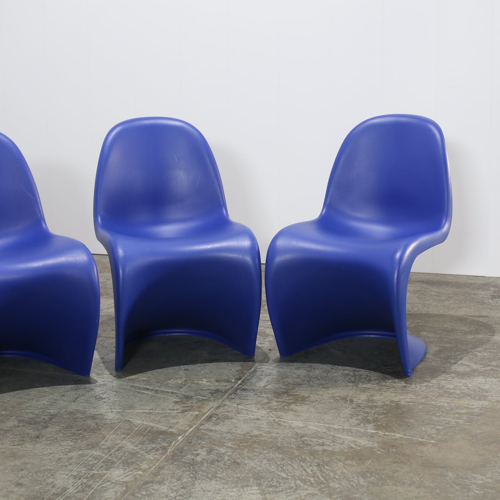 Mid-century Modern Blue Panton Chair by Verner Panton for Vitra, Set of Four
