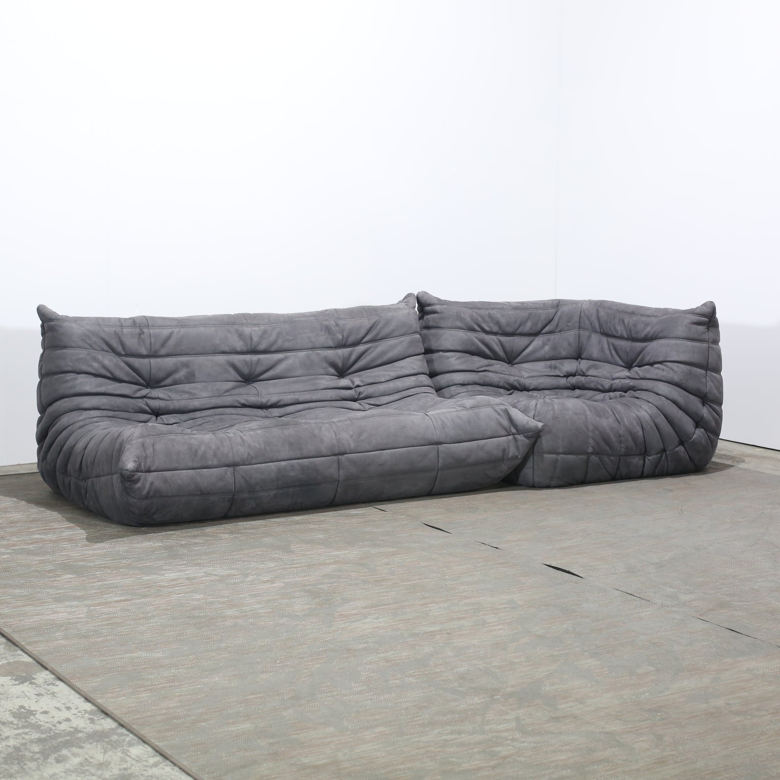 Ligne Roset Grey Corner and Three Seater Togos, Set of Two