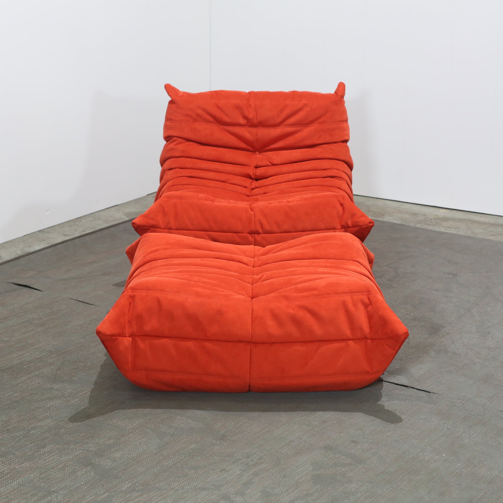 Ligne Roset Red Modular Togo Sofa and Footstool by Michel Ducaroy, Set of Five