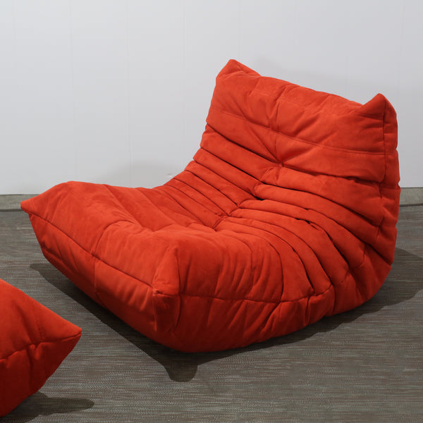 Ligne Roset Red Modular Togo Sofa and Footstool by Michel Ducaroy, Set of Five