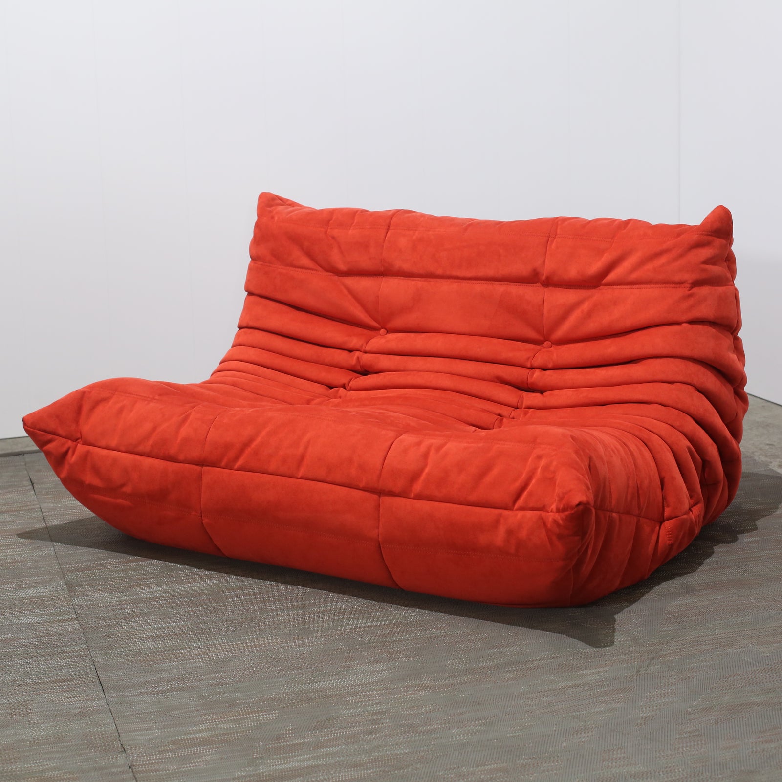 Ligne Roset Red Modular Togo Sofa and Footstool by Michel Ducaroy, Set of Five
