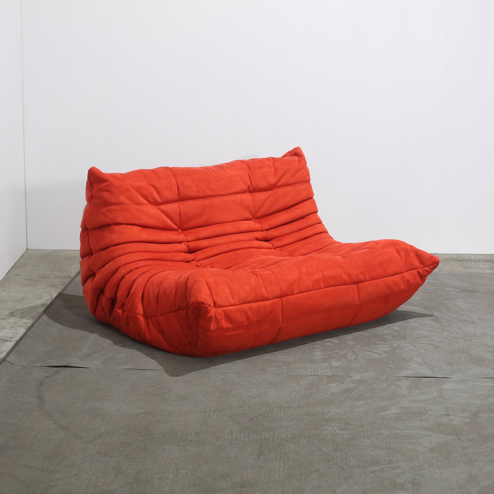 Ligne Roset Red Modular Togo Sofa and Footstool by Michel Ducaroy, Set of Five