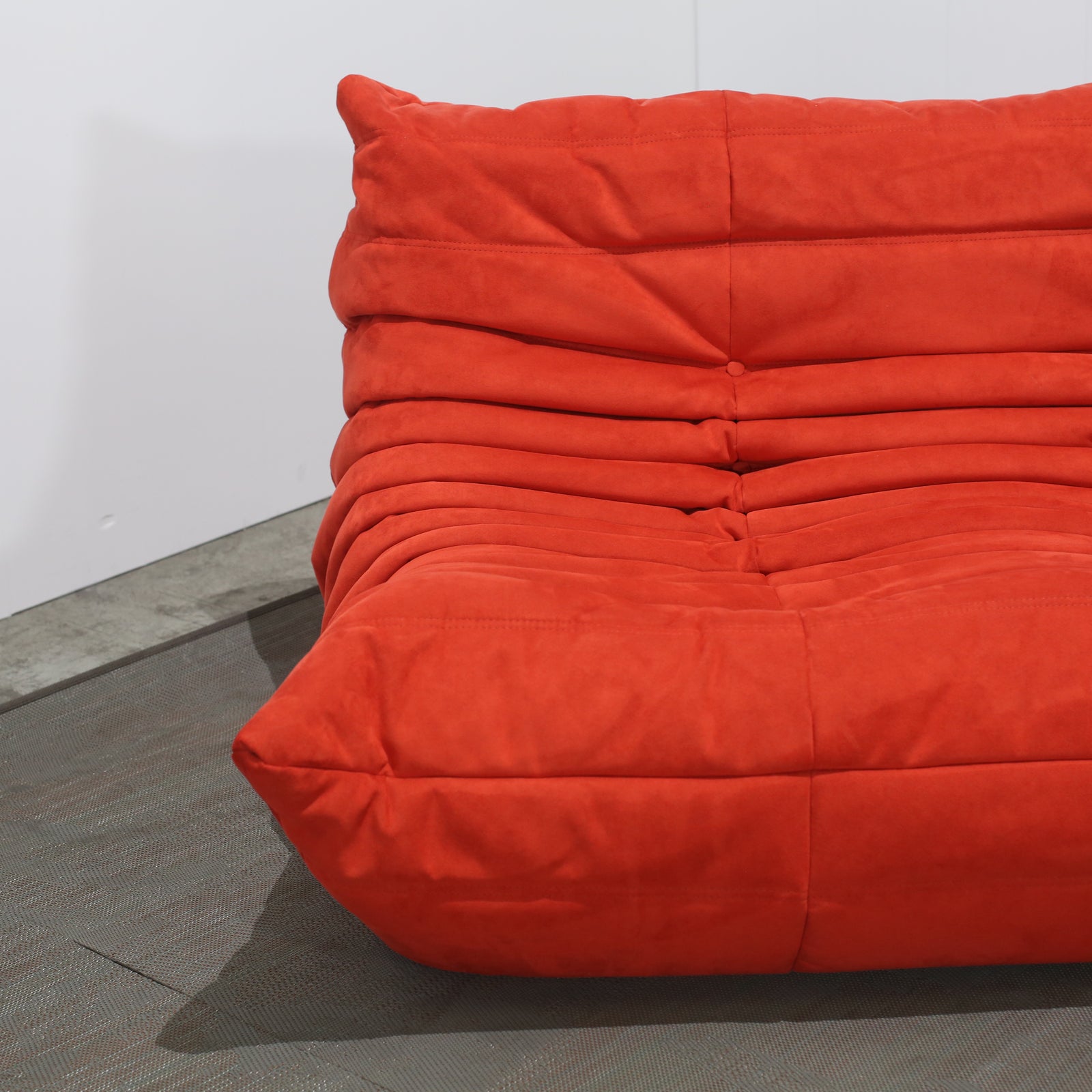 Ligne Roset Red Modular Togo Sofa and Footstool by Michel Ducaroy, Set of Five