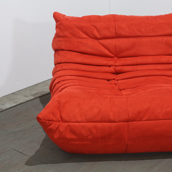 Ligne Roset Red Modular Togo Sofa and Footstool by Michel Ducaroy, Set of Five