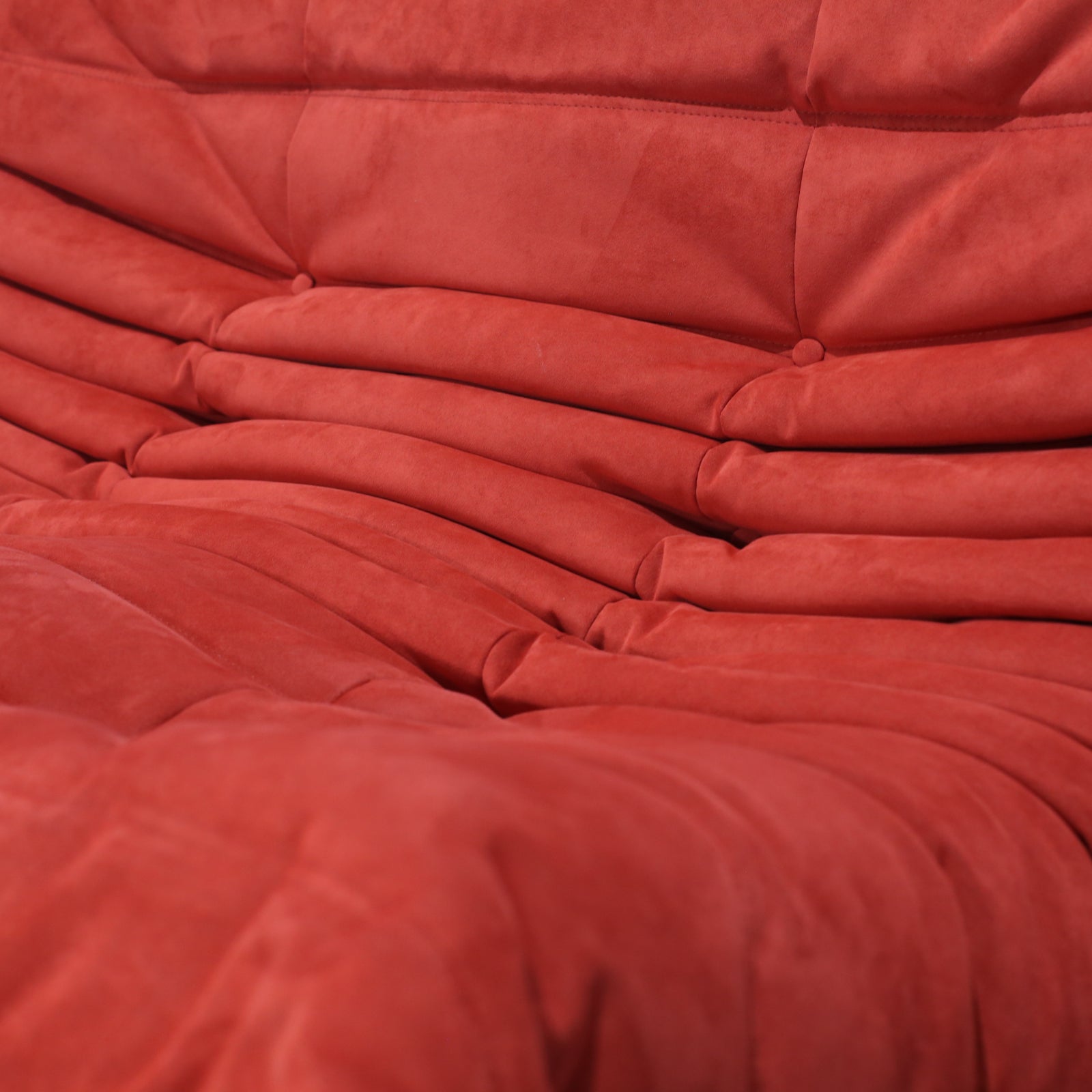 Ligne Roset Red Modular Togo Sofa and Footstool by Michel Ducaroy, Set of Five