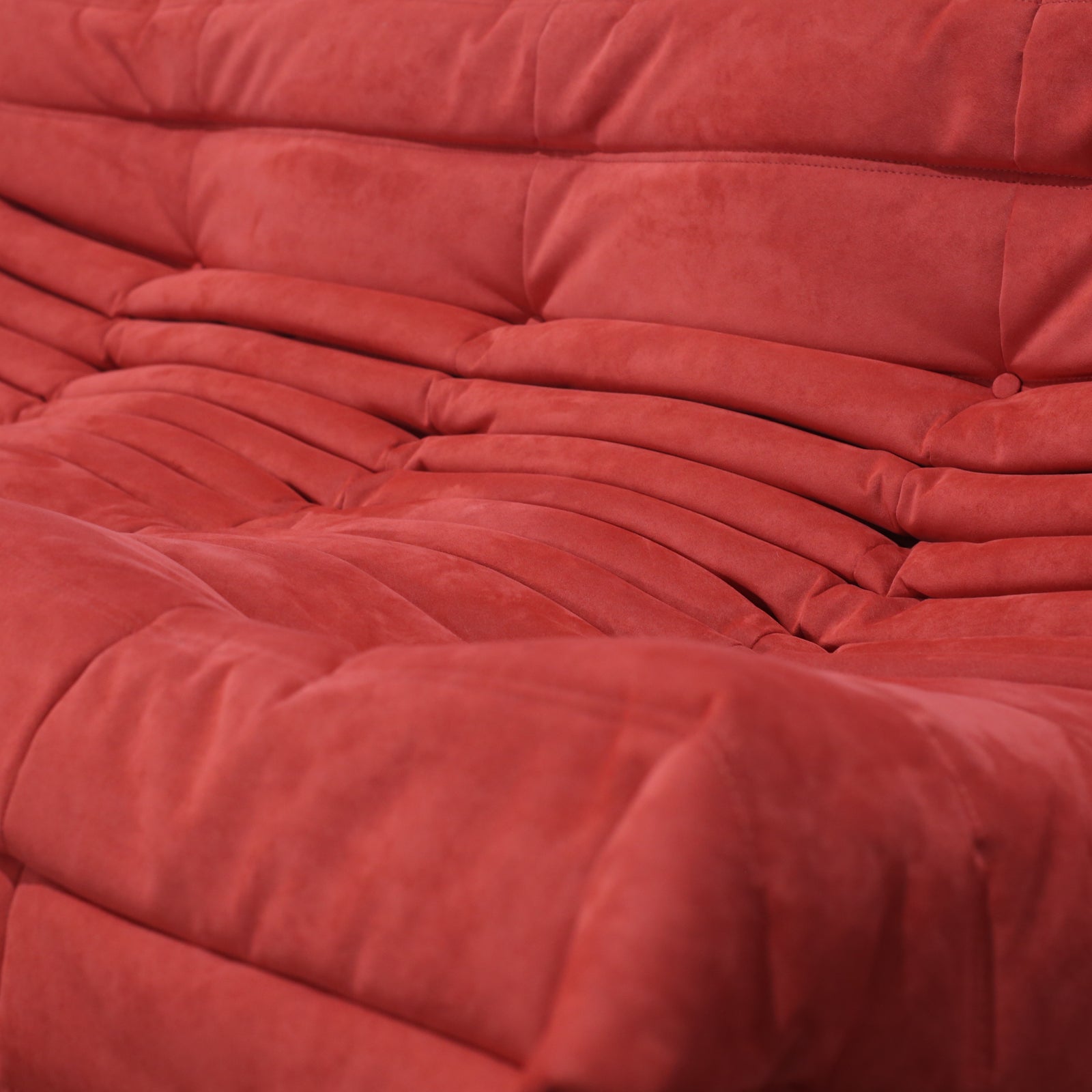 Ligne Roset Red Modular Togo Sofa and Footstool by Michel Ducaroy, Set of Five