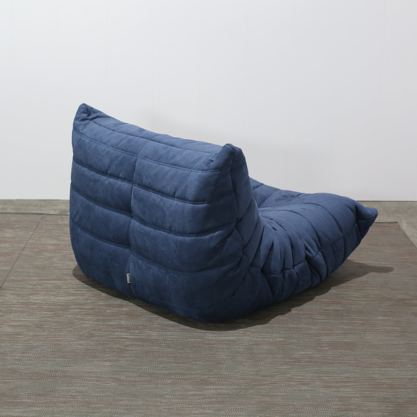 Ligne Roset Blue Togo Armchair and Footstool by Michel Ducaroy, Set of Two