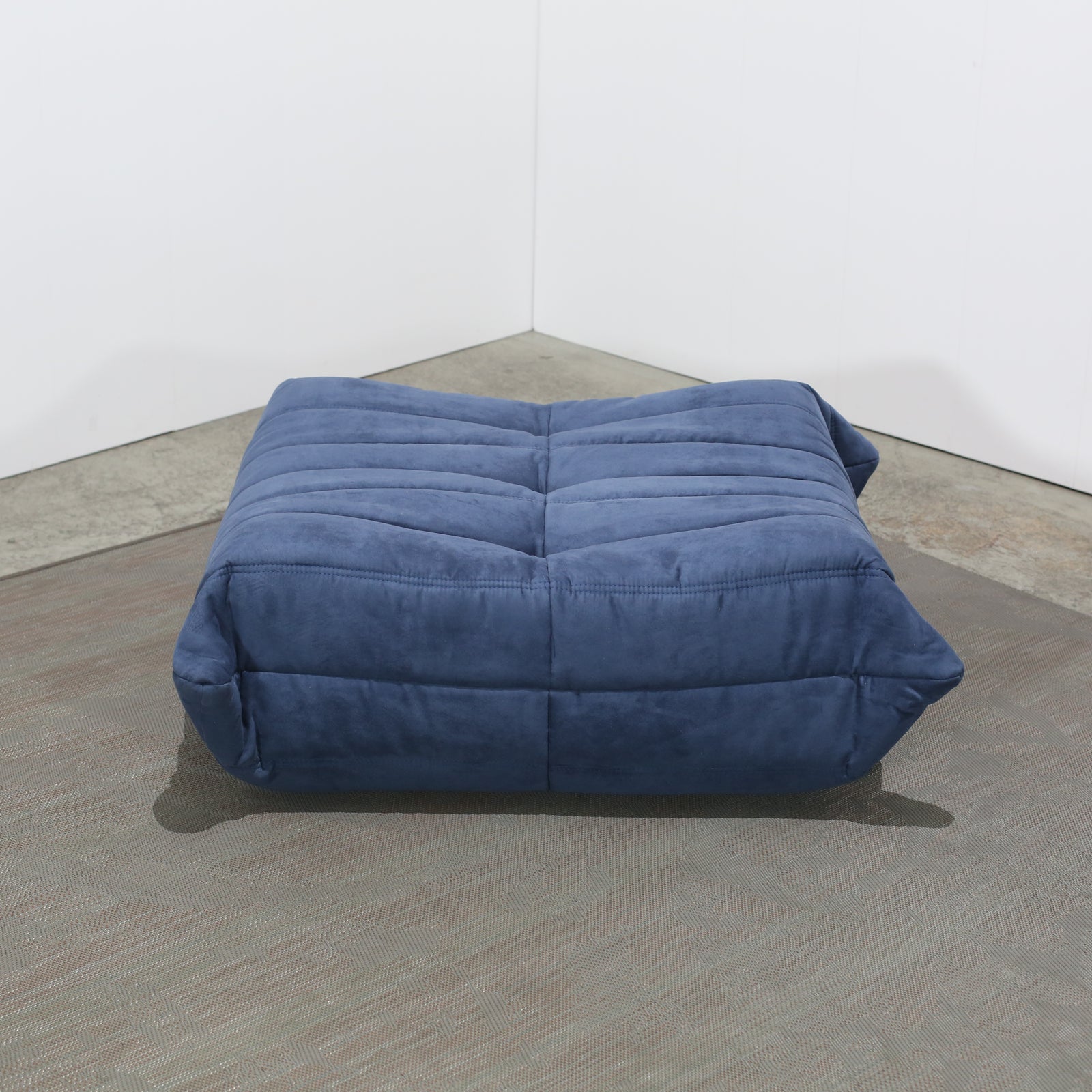 Ligne Roset Blue Togo Armchair and Footstool by Michel Ducaroy, Set of Two