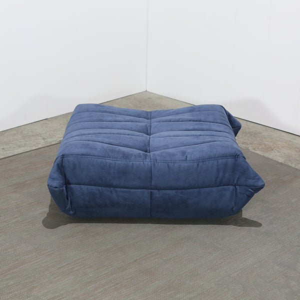 Ligne Roset Blue Togo Armchair and Footstool by Michel Ducaroy, Set of Two