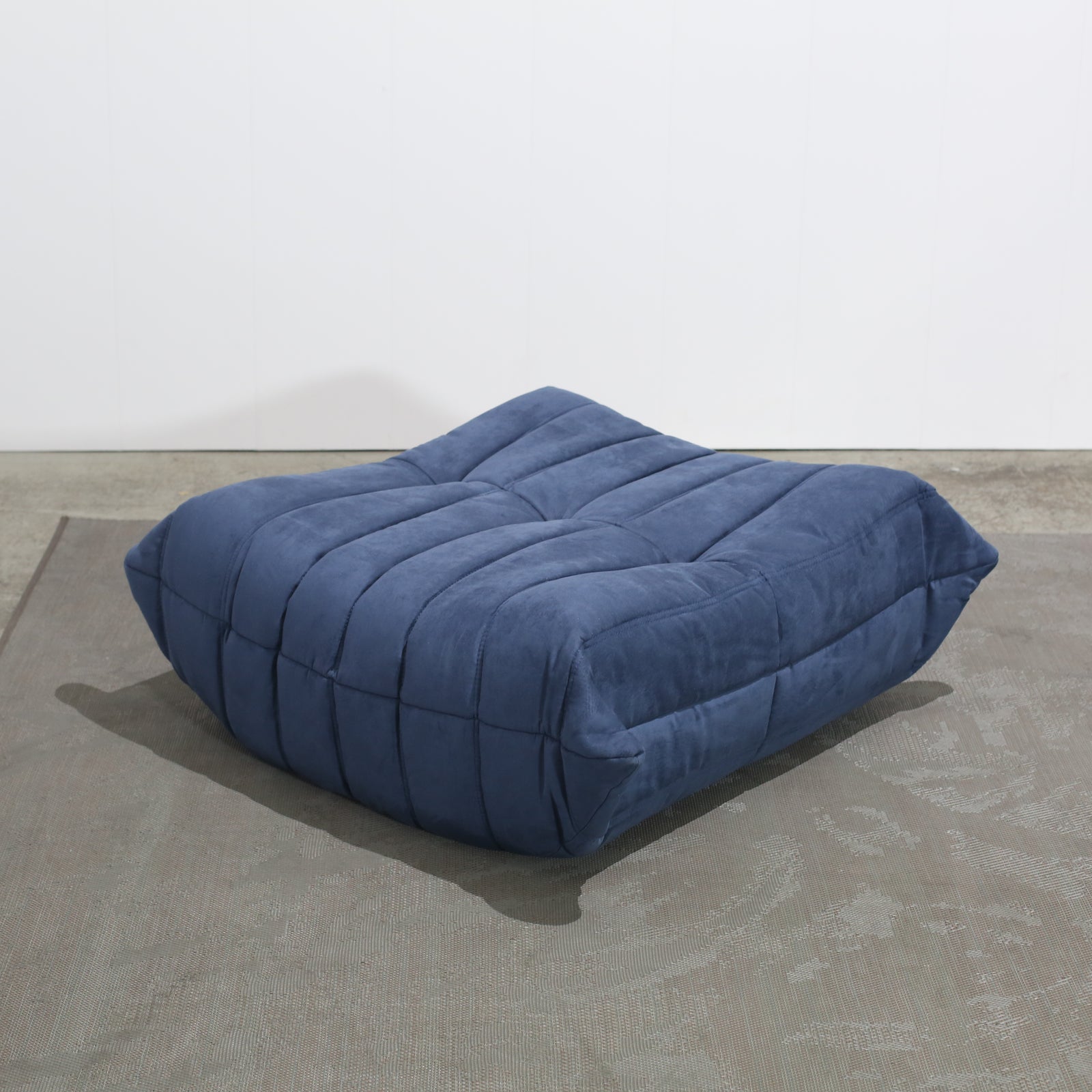 Ligne Roset Blue Togo Armchair and Footstool by Michel Ducaroy, Set of Two