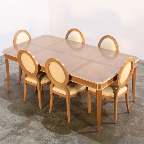 Roche Bobois Hortense Cream Leather Dining Chairs, Set of Six