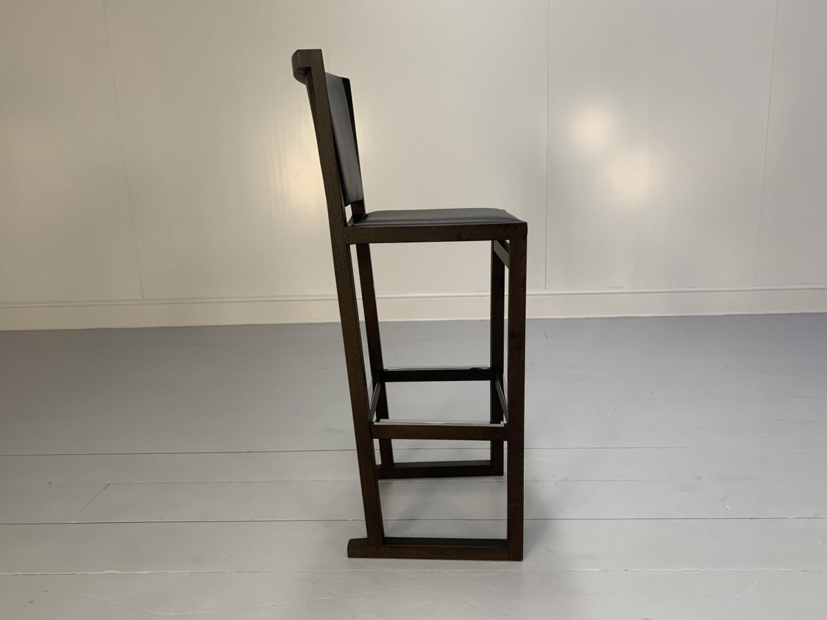 4 B&B Italia Musa SM46G Tall Bar Stool Chairs - In Dark Grey Kasia Leather, Set of 4 @ REHAUS