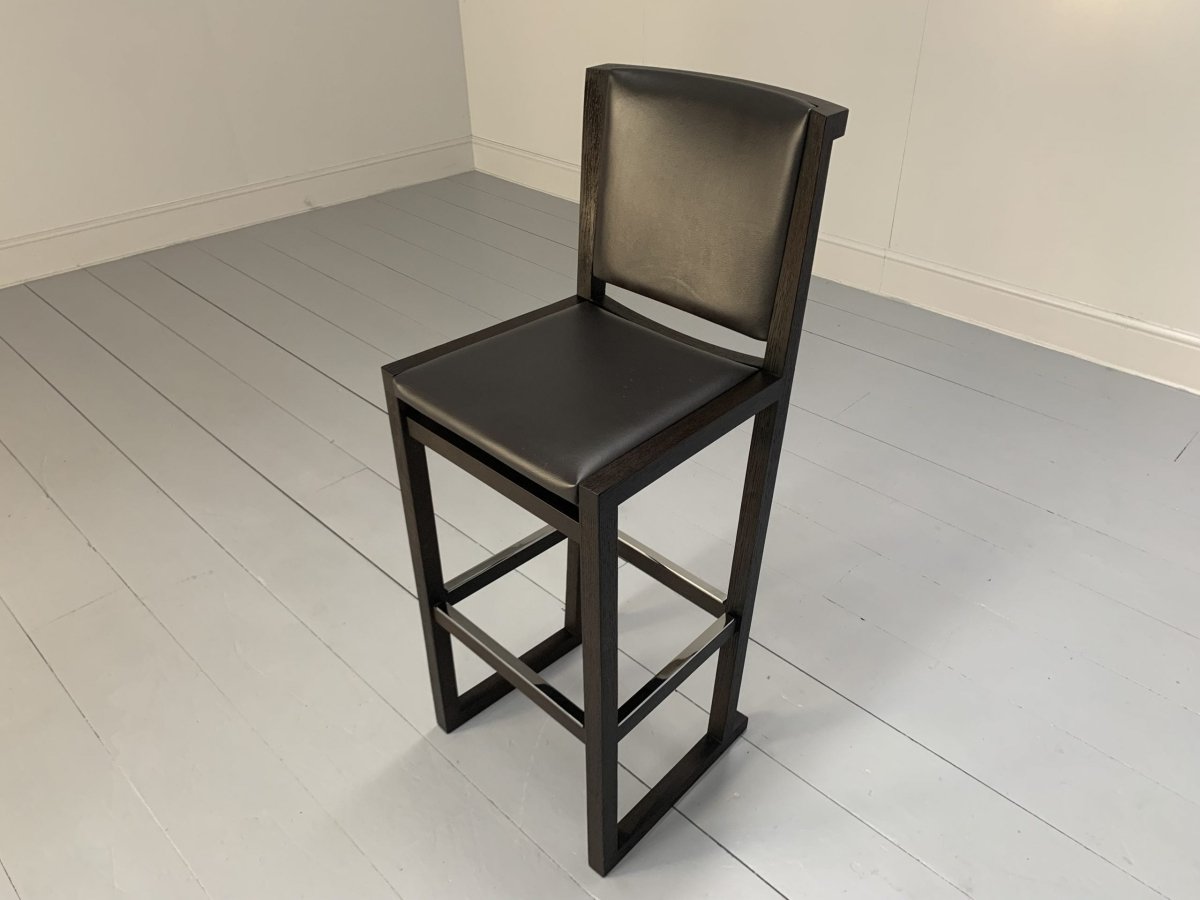 4 B&B Italia Musa SM46G Tall Bar Stool Chairs - In Dark Grey Kasia Leather, Set of 4 @ REHAUS