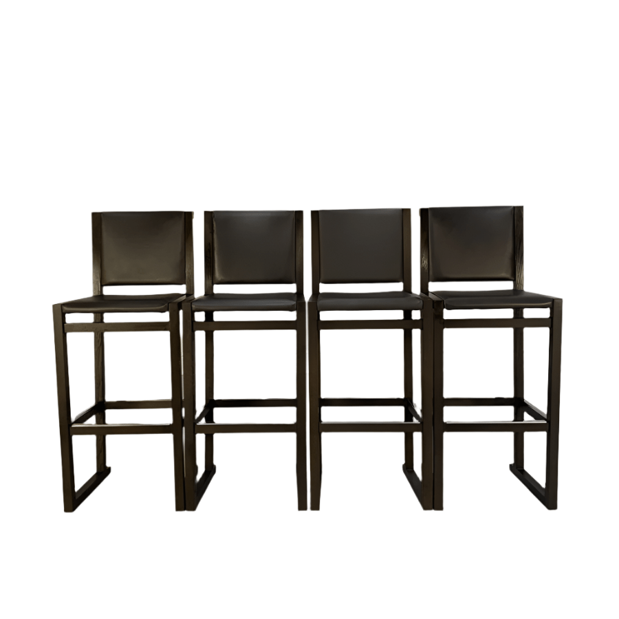 4 B&B Italia Musa SM46G Tall Bar Stool Chairs - In Dark Grey Kasia Leather, Set of 4 @ REHAUS