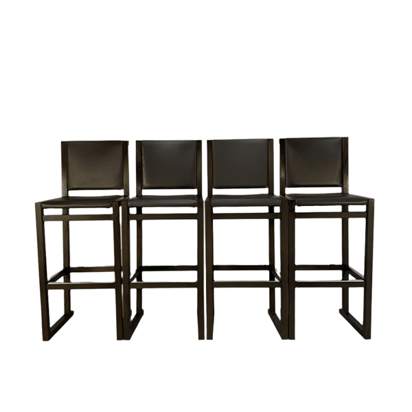 4 B&B Italia Musa SM46G Tall Bar Stool Chairs - In Dark Grey Kasia Leather, Set of 4 @ REHAUS