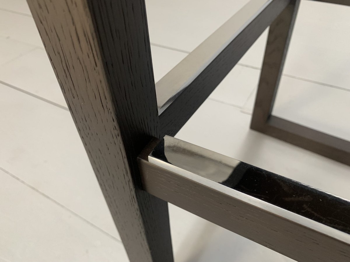 4 B&B Italia Musa SM46G Tall Bar Stool Chairs - In Dark Grey Kasia Leather, Set of 4 @ REHAUS