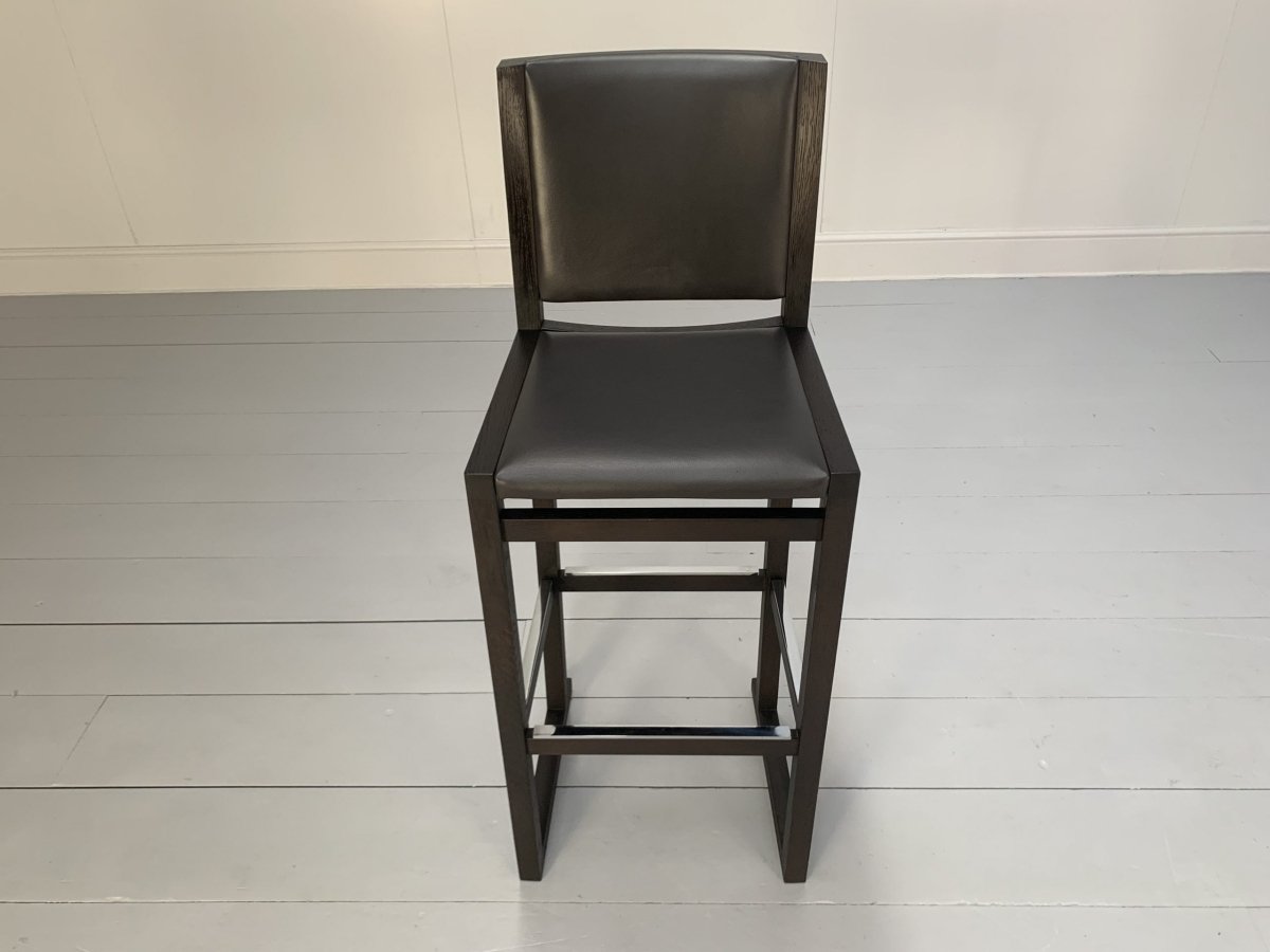 4 B&B Italia Musa SM46G Tall Bar Stool Chairs - In Dark Grey Kasia Leather, Set of 4 @ REHAUS