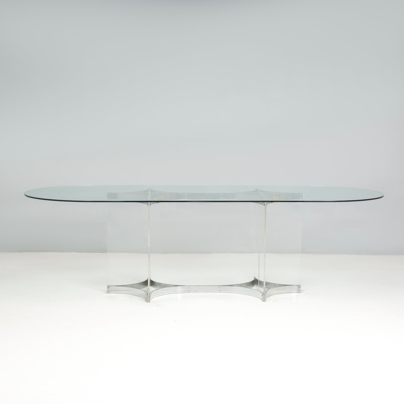 Mid Century Alessandro Albrizzi Large Dining Table, Glass and Chrome - REHAUS - Alessandro Albrizzi