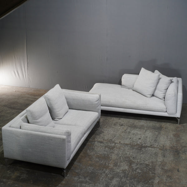 DWR Grey Como Sofa and Chaise by Giorgio Soressi