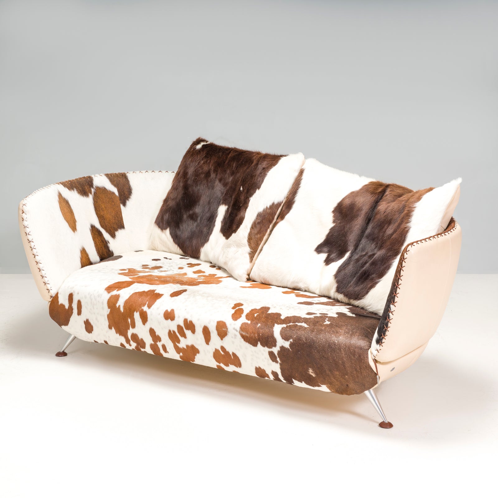 De Sede DS-102 Leather Pony Hide Three Seater Curved Sofa By Mathias Hoffmann