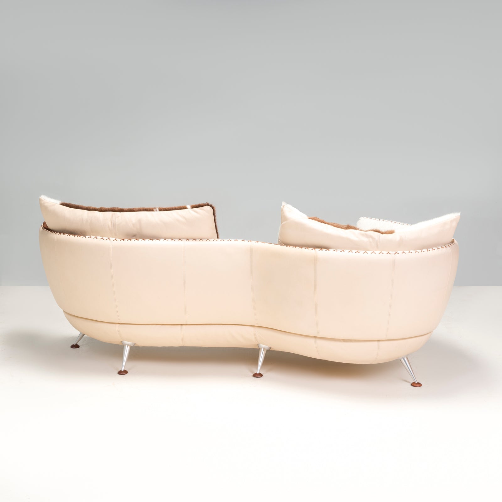 De Sede DS-102 Leather Pony Hide Three Seater Curved Sofa By Mathias Hoffmann