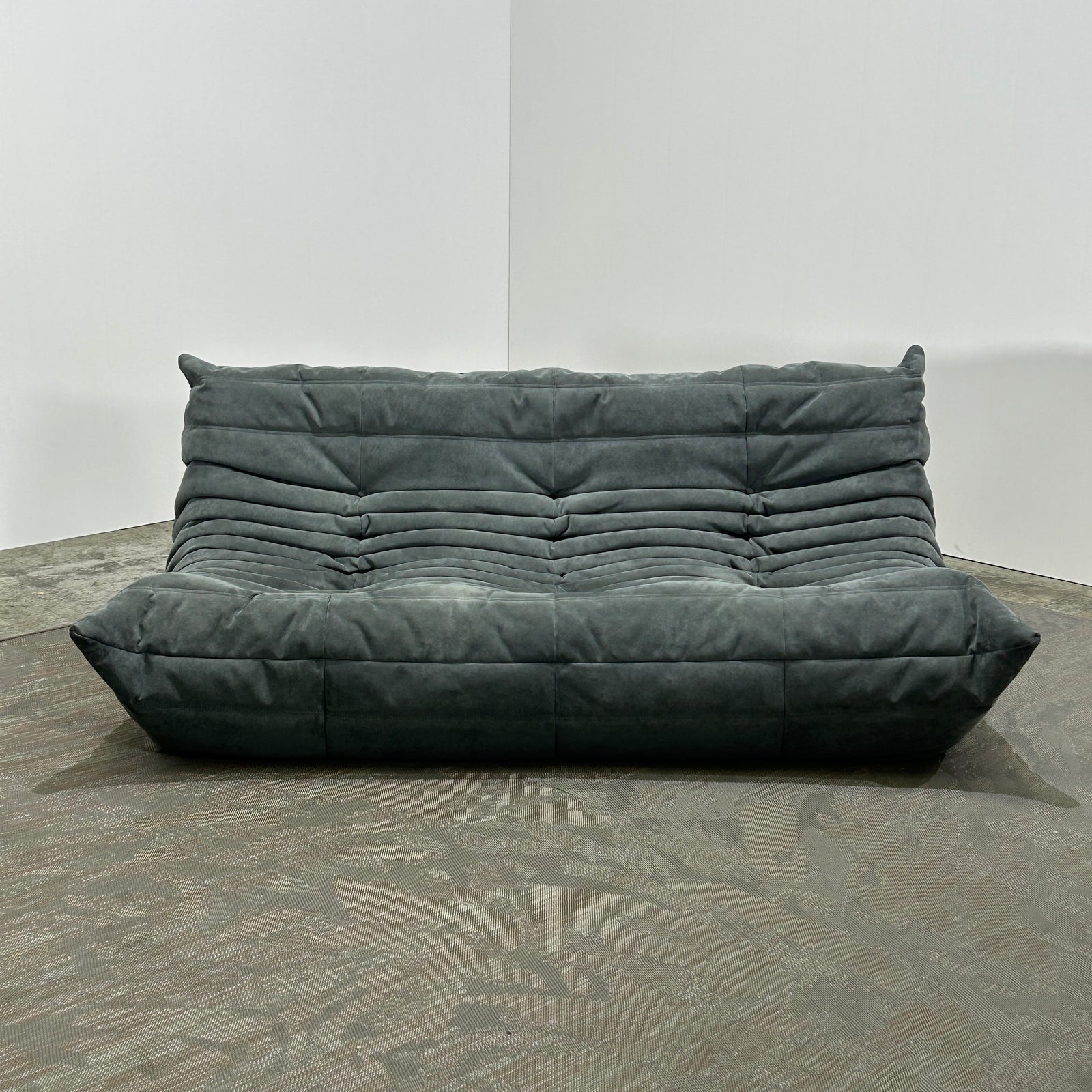 Ligne Roset Light Grey Three Seater Alcantara Togo Sofa by Michel Ducaroy