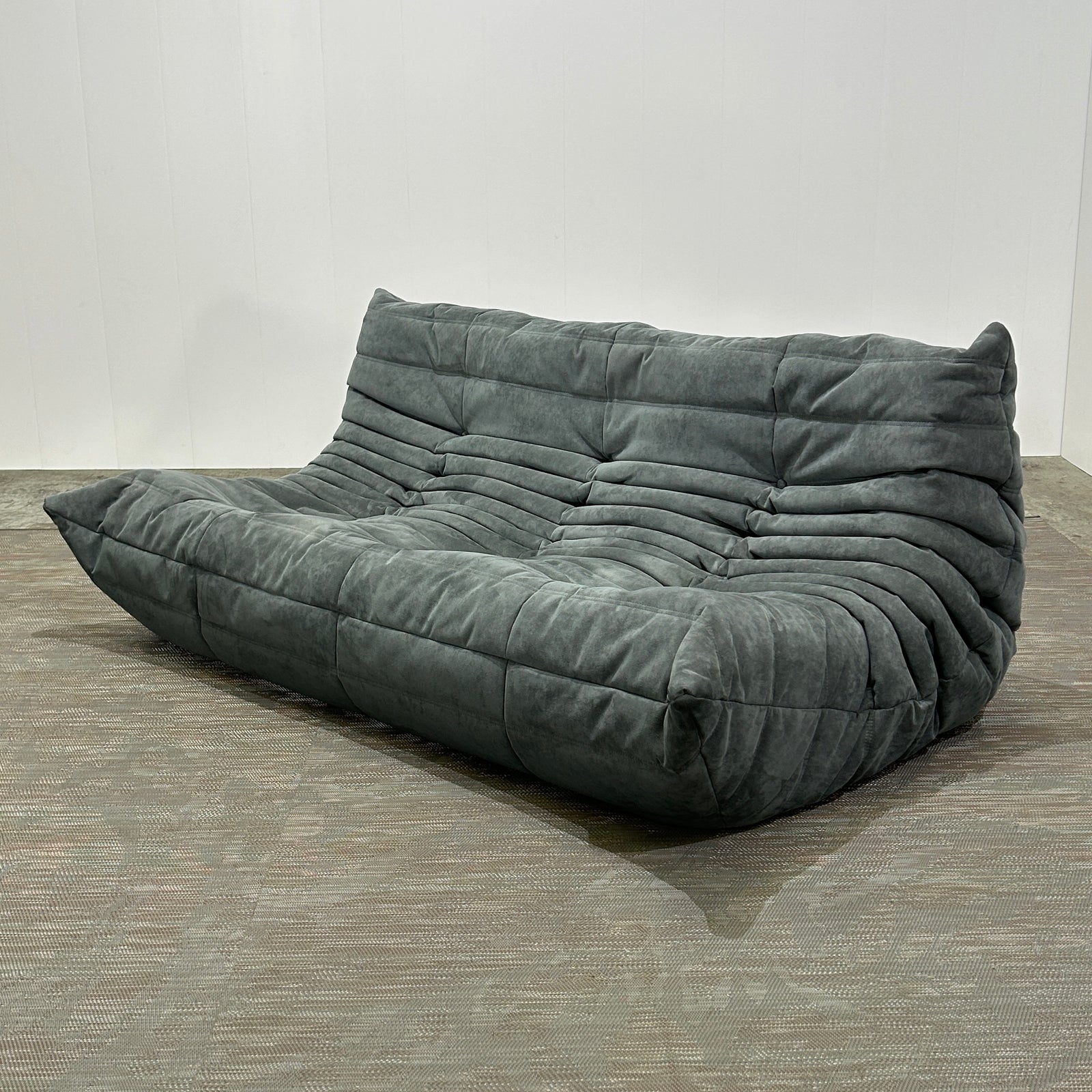 Ligne Roset Light Grey Three Seater Alcantara Togo Sofa by Michel Ducaroy