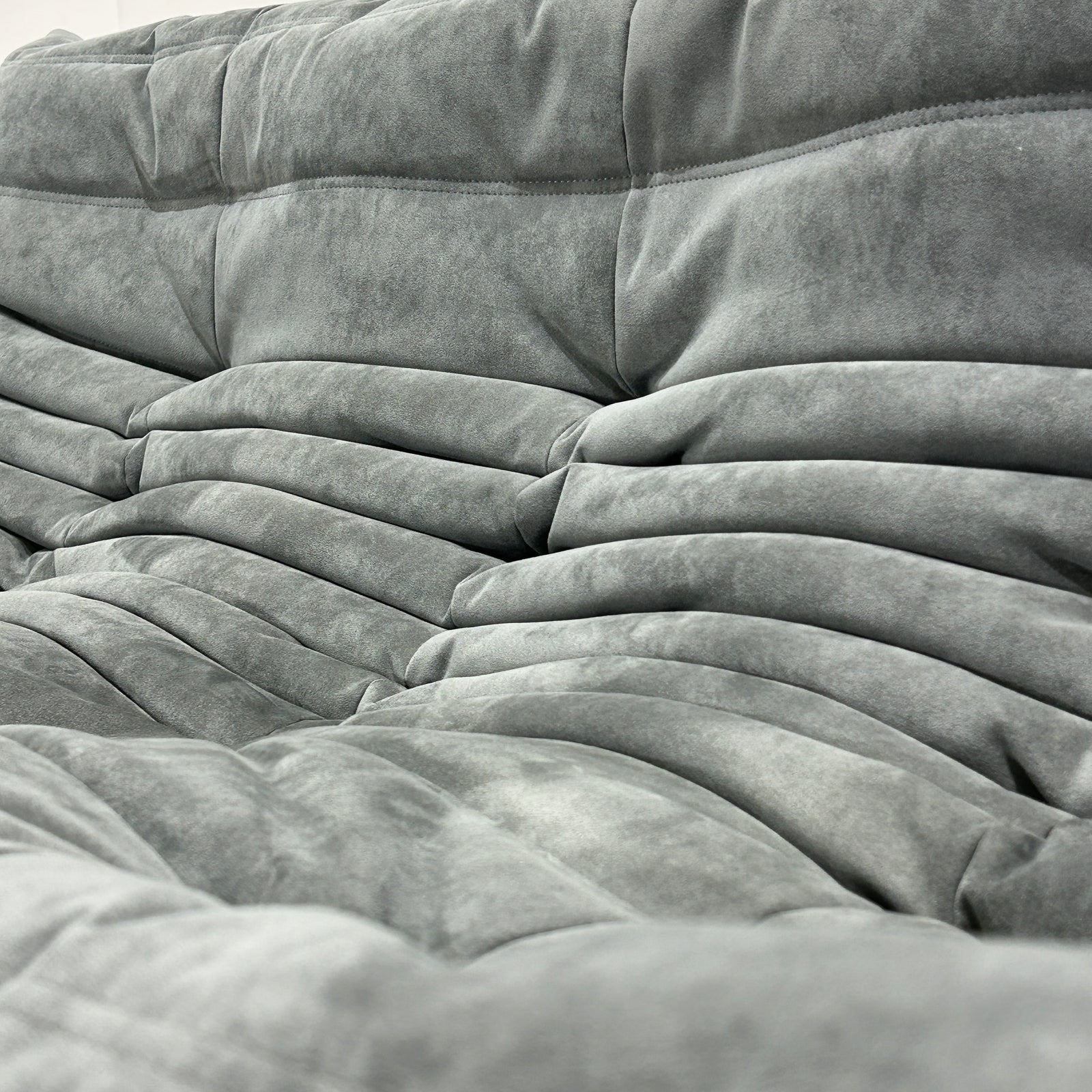 Ligne Roset Light Grey Three Seater Alcantara Togo Sofa by Michel Ducaroy