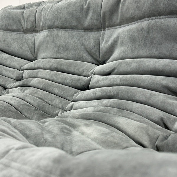 Ligne Roset Light Grey Three Seater Alcantara Togo Sofa by Michel Ducaroy