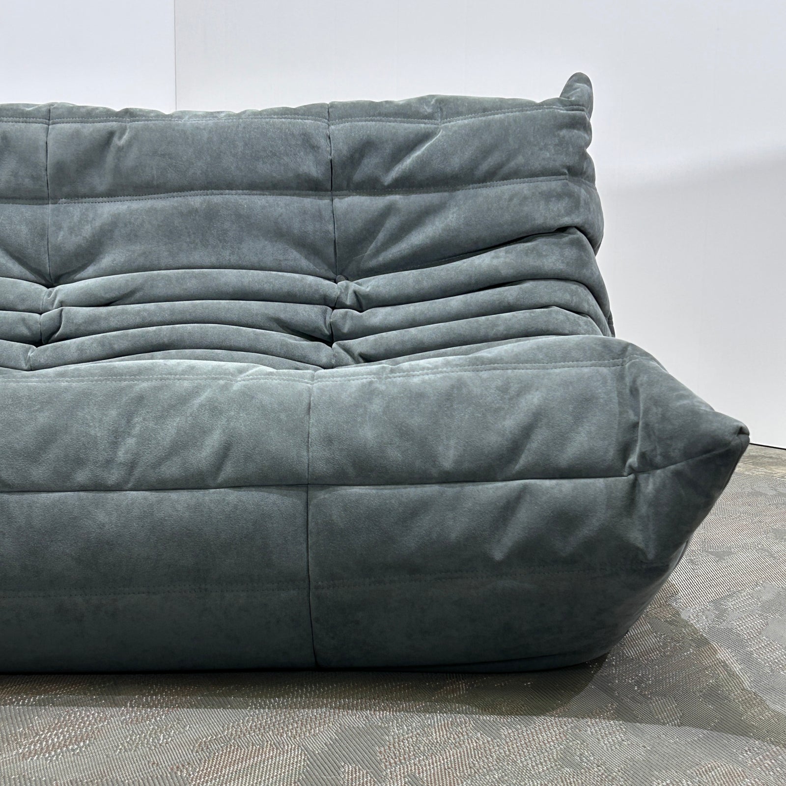 Ligne Roset Light Grey Three Seater Alcantara Togo Sofa by Michel Ducaroy